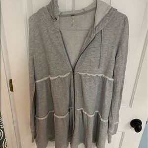 a grey sweatshirt cardigan